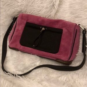 Prada pink suede vintage shoulder bag